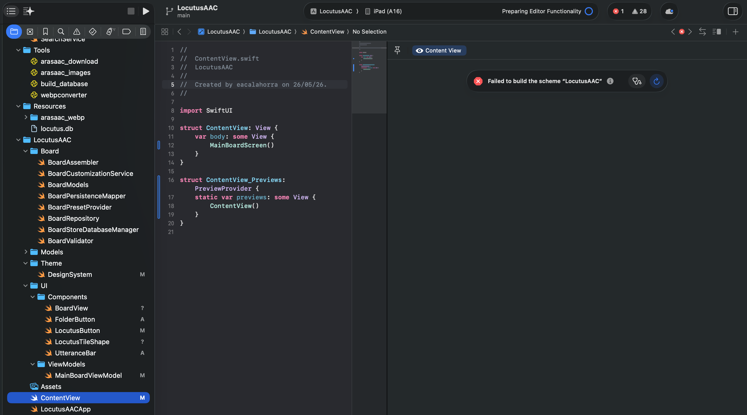 Xcode refusing to compile immediately after the previous screenshot